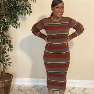 Aztec Knit Body Con Dress